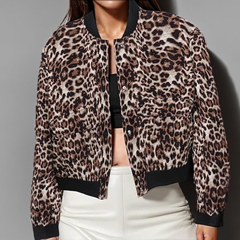 Women's Cropped Stand Collar Jacket with Pockets