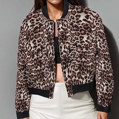 Women's Cropped Stand Collar Jacket with Pockets
