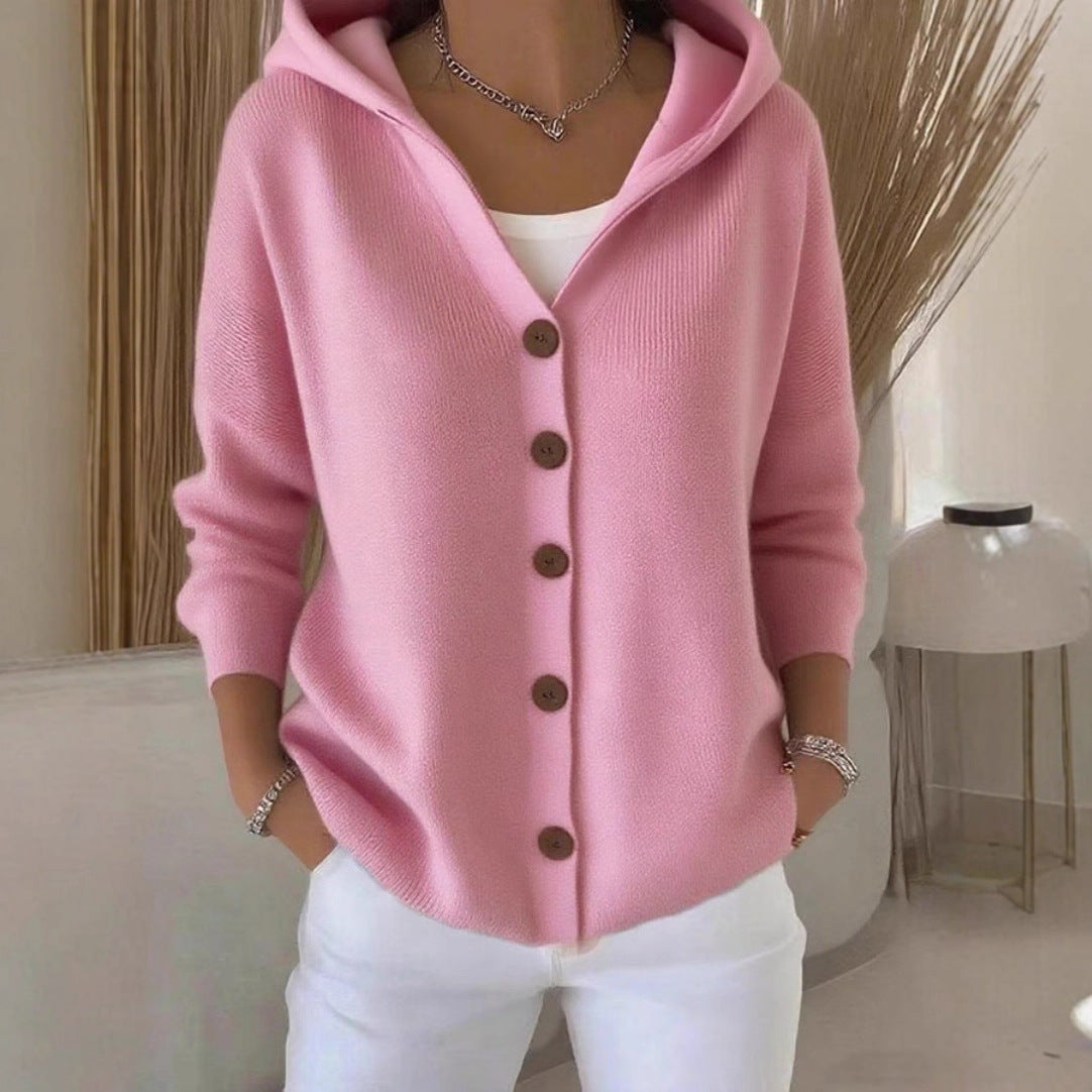 Women's Hooded Button Down Knit Cardigan Sweater