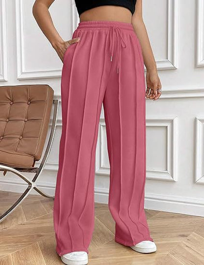 High Waist Cotton Wide Leg Drawstring Pants