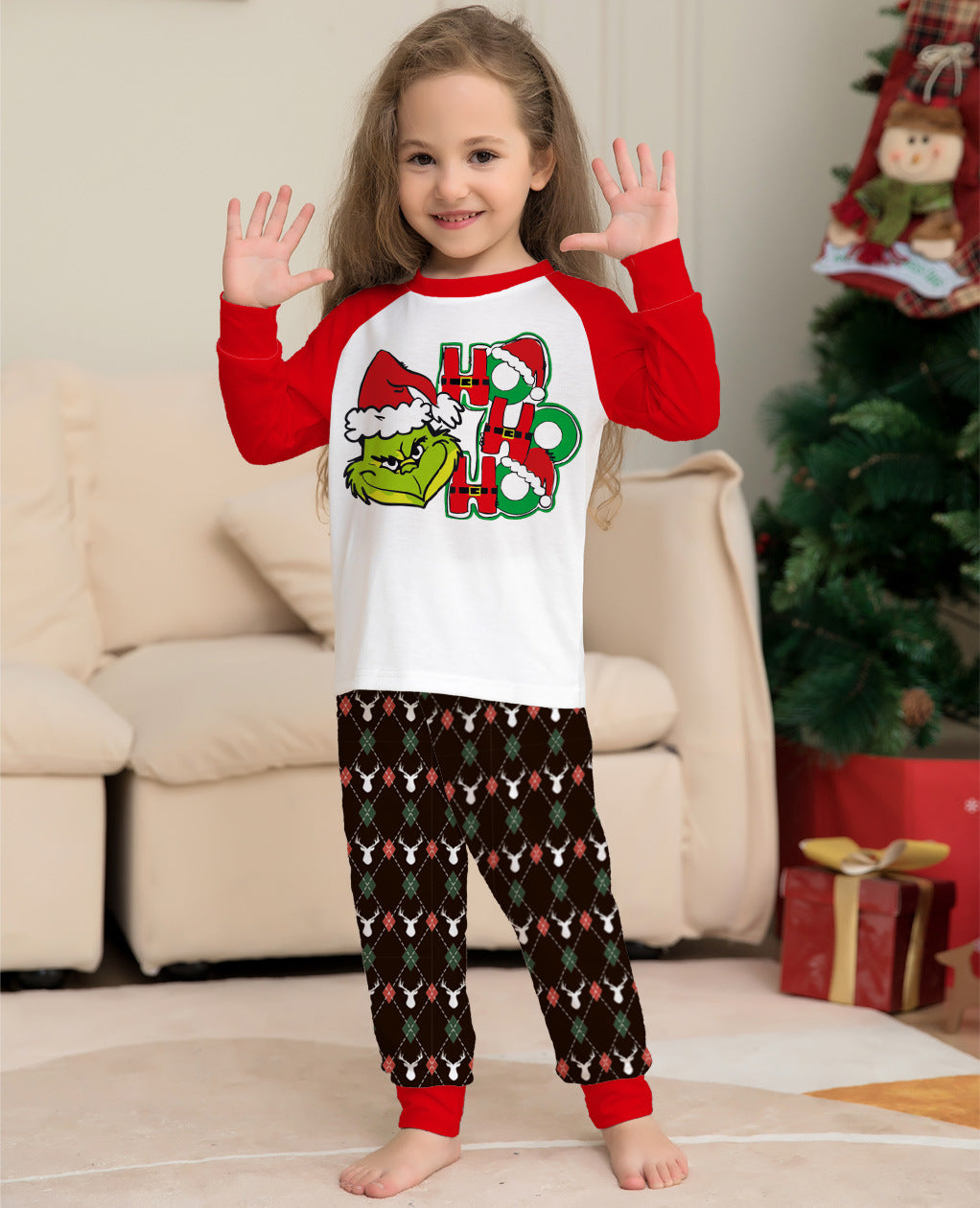 Little Monster Letter Parent-child Outfit Printed Loungewear Christmas Pajama Set