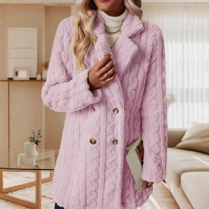 Women's Double Breasted Wool Blend Mid-Length Coat