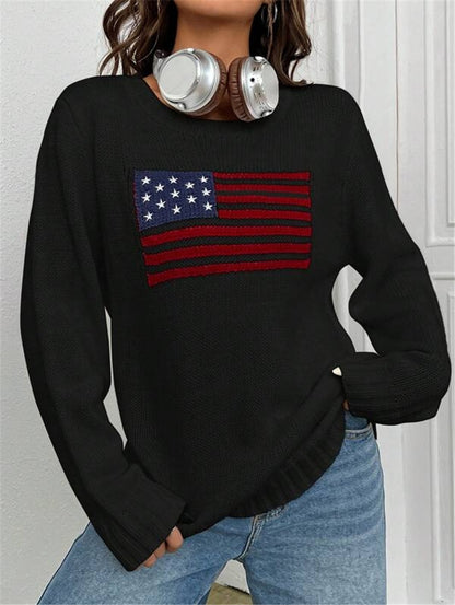 Women's American Flag Oversized Knit Sweater
