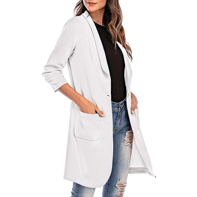 Women's 3/4 Sleeve Longline Blazer with Pockets