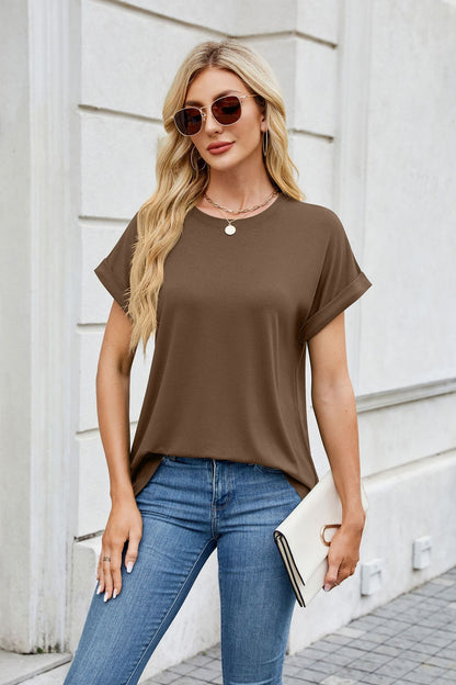 Solid Knit T Shirt Loose Fit Casual Custom Top