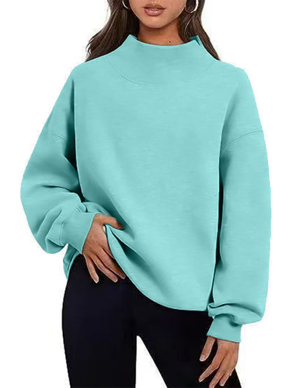 Women's Oversized Mock Neck Sweatshirt Pullover