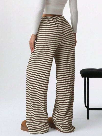 Striped Drawstring Wide Leg Lounge Pants