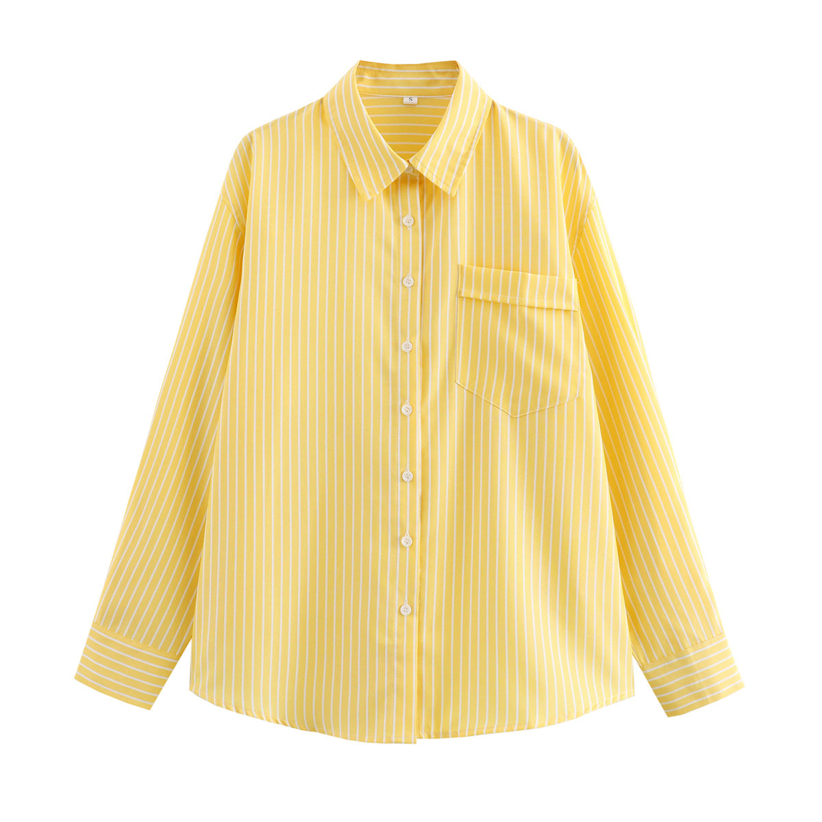Women's Oversized Striped Button Up Pocket Shirt
