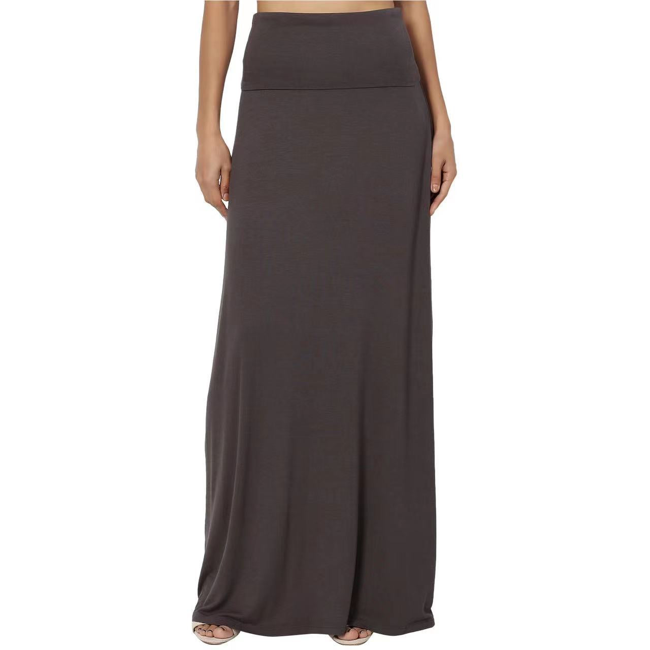 Women's Cotton High Waist Maxi Skirt Solid Casual