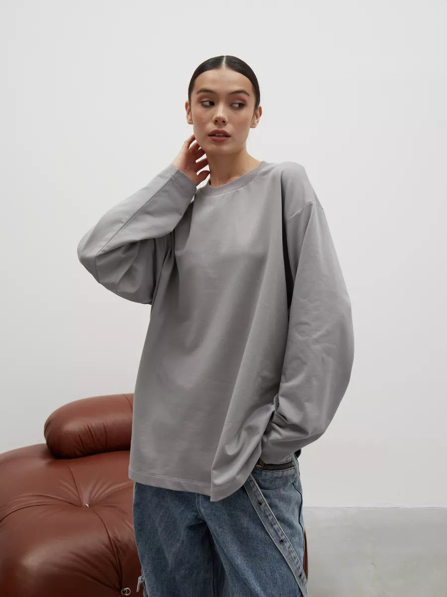 Heavyweight Cotton Long Sleeve Crewneck Oversized T Shirt