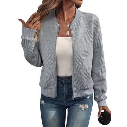 Women's Casual Quilted Zip Up Bomber Jacket