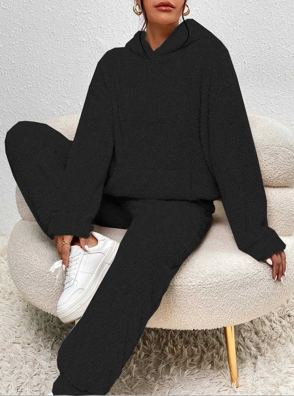 Women's Sherpa Hoodie Jogger Lounge Set