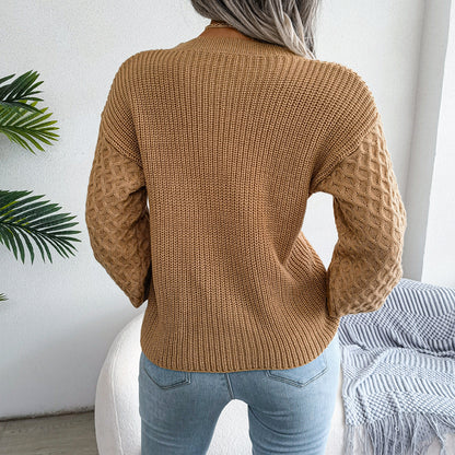 2025 Fall/Winter Casual Lantern Sleeve Knit Sweater
