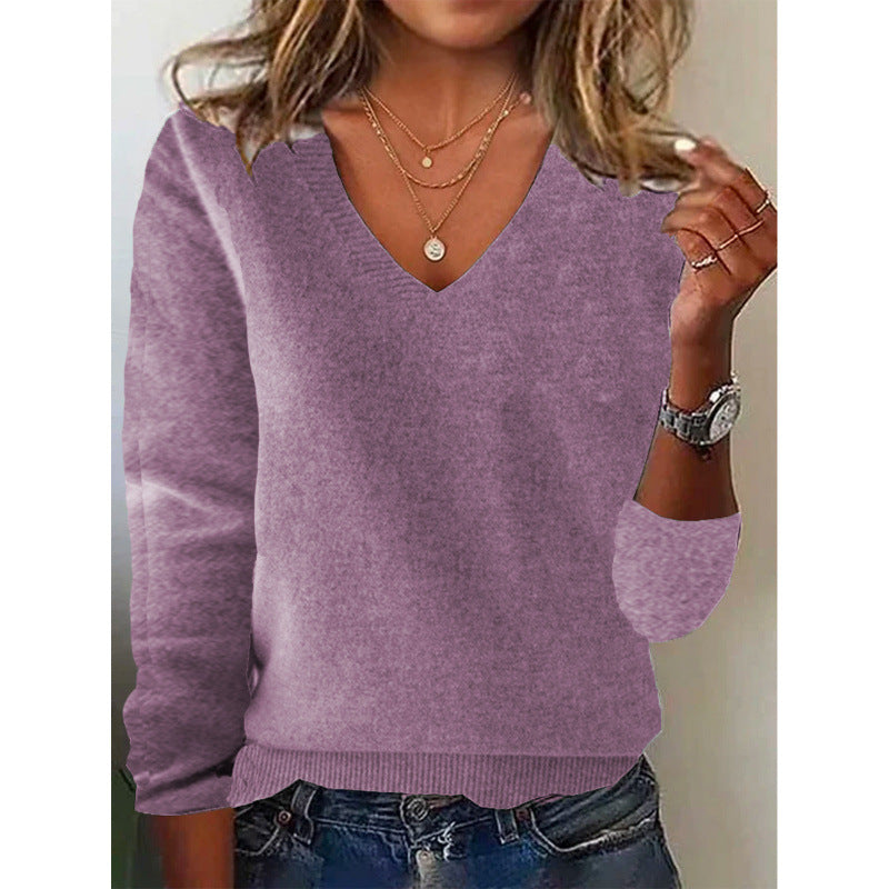 Women's Oversized V-Neck Pullover Sweater