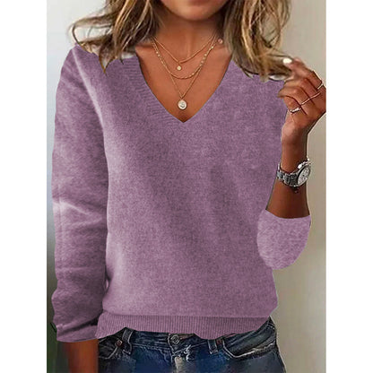 Women's Oversized V-Neck Pullover Sweater