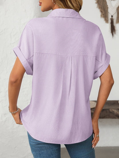 Loose Striped Short-Sleeve Shirt