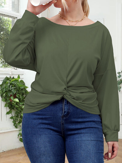 Women's Autumn Long Sleeve Solid Color Irregular Cross Casual T-Shirt