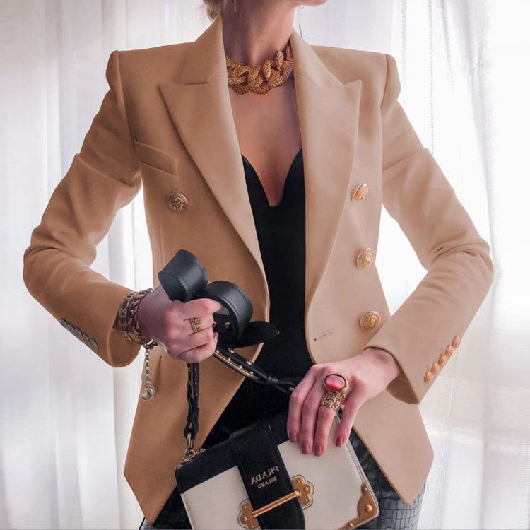 Cropped Double Breasted Blazer Jacket Tailored Fit