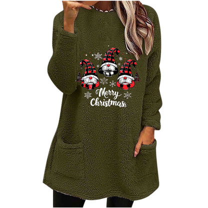 Womens Christmas Gnome Sherpa Tunic Sweatshirt