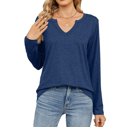 Women's Oversized V Neck Long Sleeve Tee Top