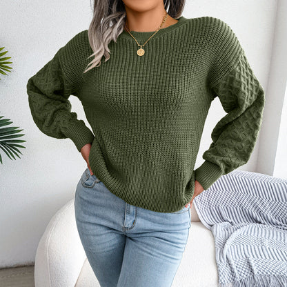 2025 Fall/Winter Casual Lantern Sleeve Knit Sweater