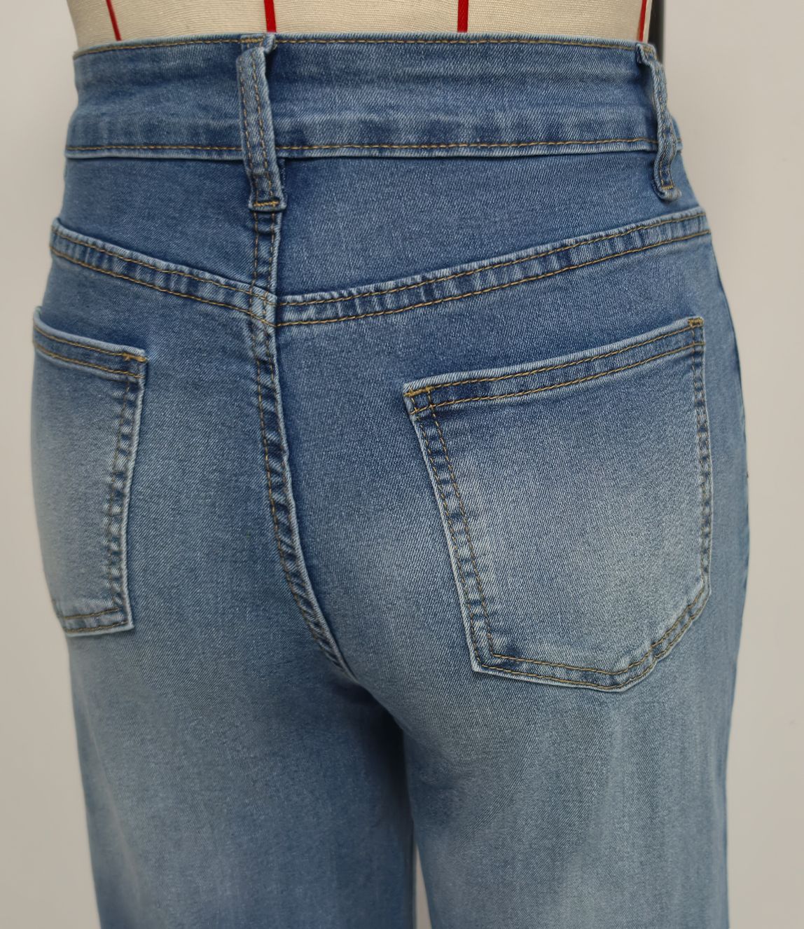 High Rise Cuffed Wide Leg Distressed Jeans