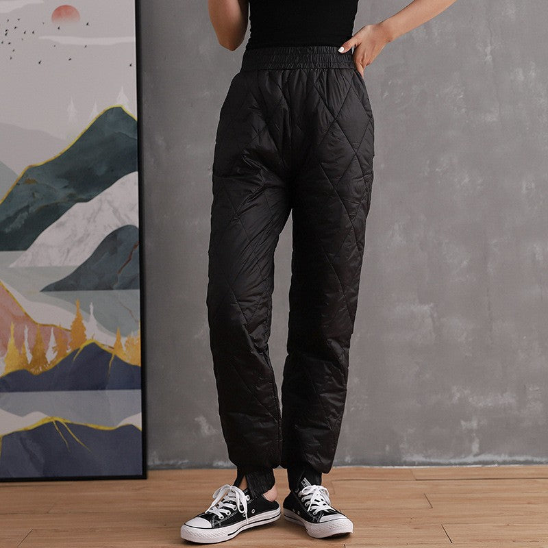 Women's High Waist Quilted Thermal Joggers Winter Pants