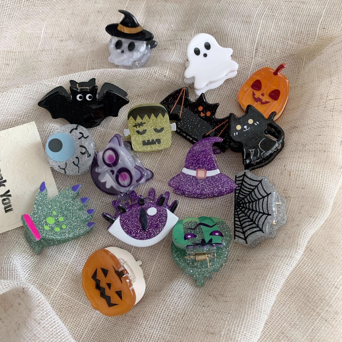 Halloween Ghost Pumpkin Bat Acrylic Mini Claw Clip