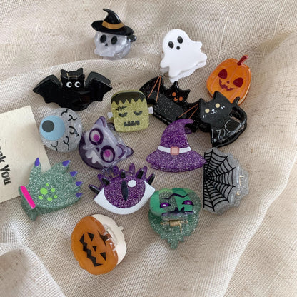 Halloween Ghost Pumpkin Bat Acrylic Mini Claw Clip