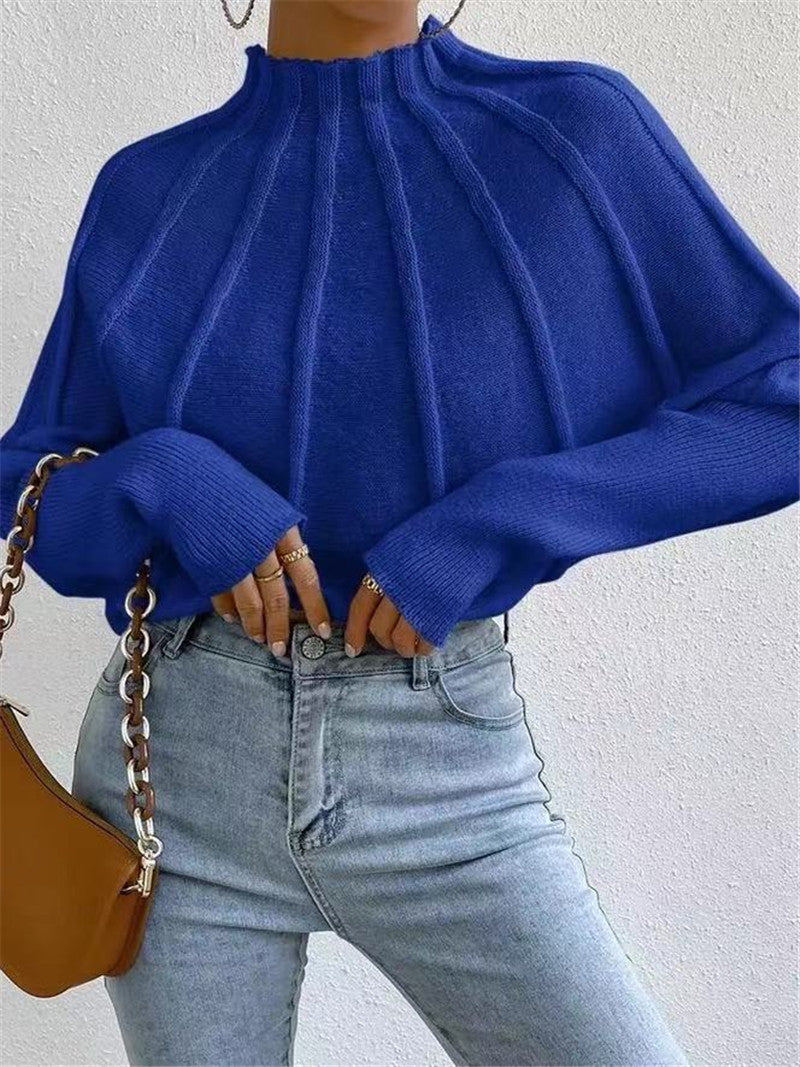 Women's Mock Neck Batwing Sleeve Knit Sweater