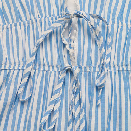 Striped Mini Dress Sleeveless Backless Tie Front Beach Summer