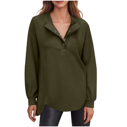 Women's Oversized Button Sweatshirt Long Sleeve Pullover
