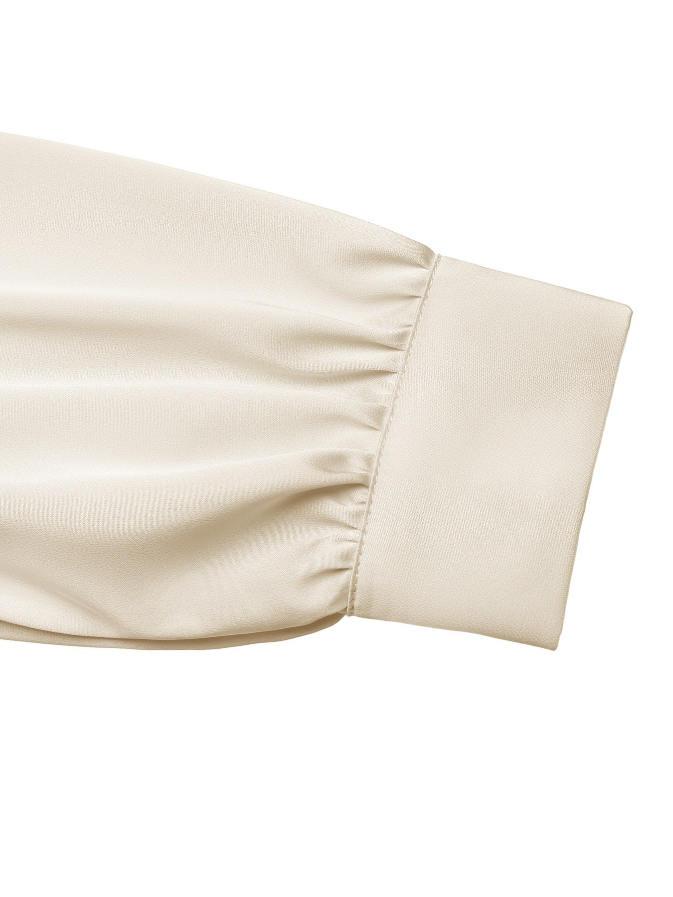 Satin Ruched V Neck Bodysuit Long Sleeve Rhinestone Trim