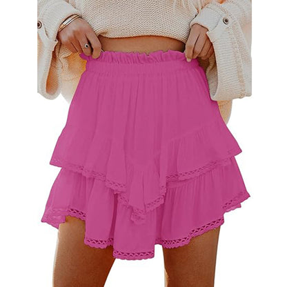 Women's High-Waist Layered Cake Skirt – Summer Casual Mini Skirt