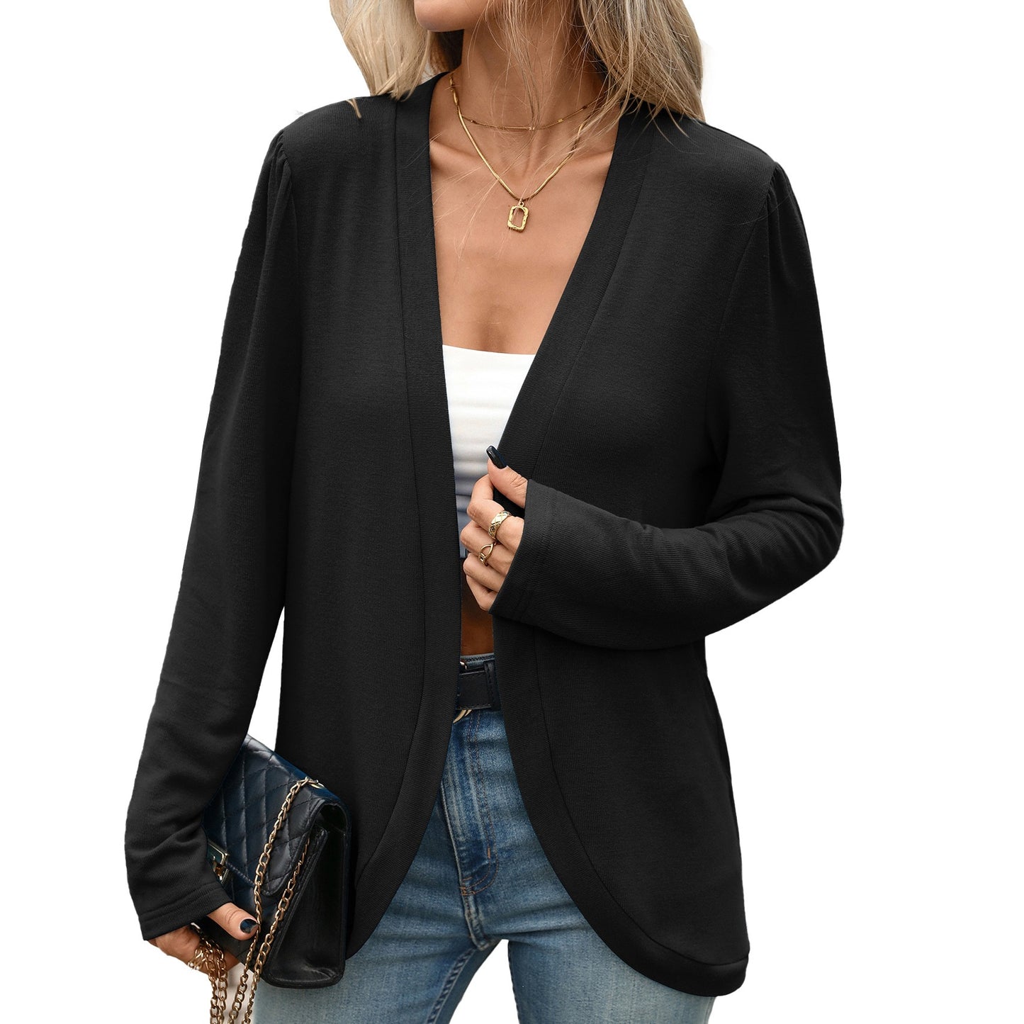 Women's Open Front Long Sleeve Knit Cardigan