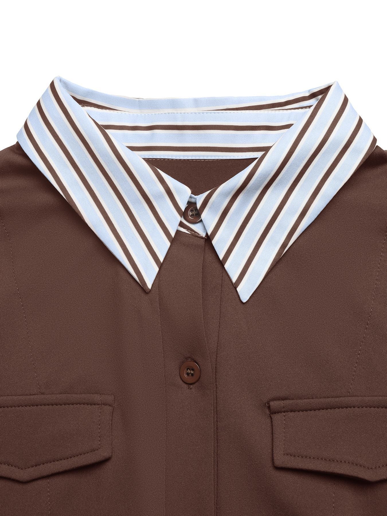 Contrast Stripe Collar Slim Fit Button Front Bodysuit