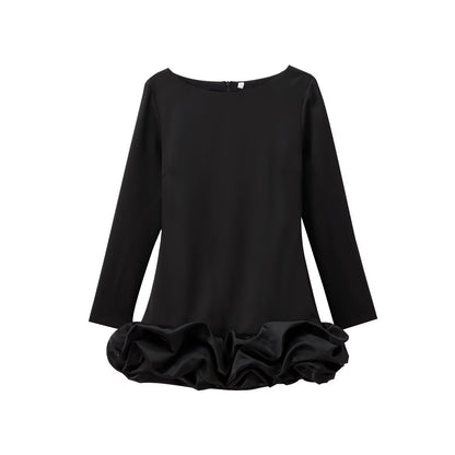 Balletcore Long Sleeve Ruffle Hem Mini Dress