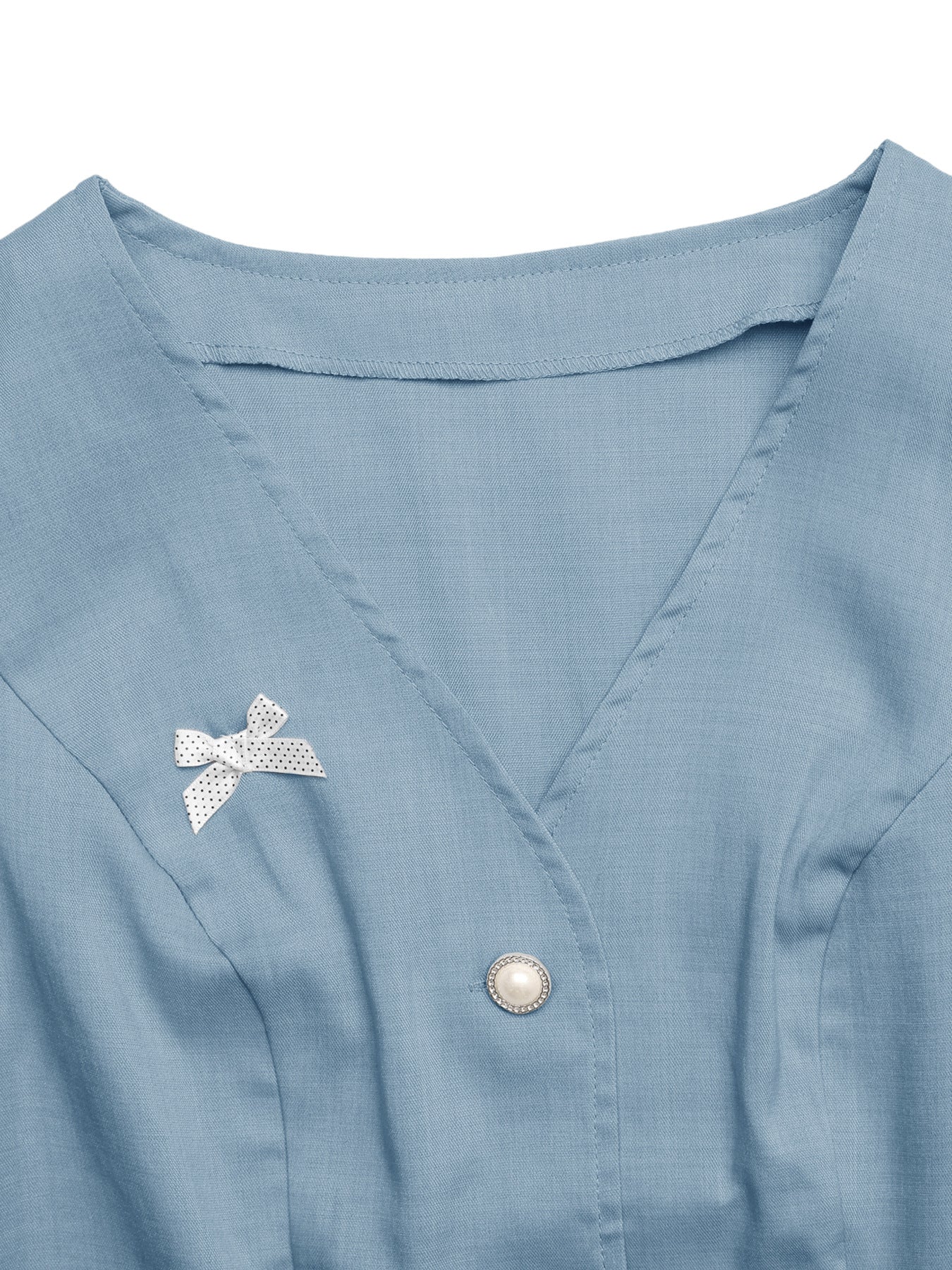 Blue Linen Look V Neck Vest & Shorts Set Summer Workwear