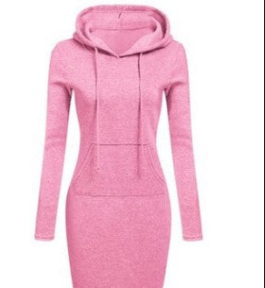 Women's Bodycon Hoodie Dress Long Sleeve Pocket
