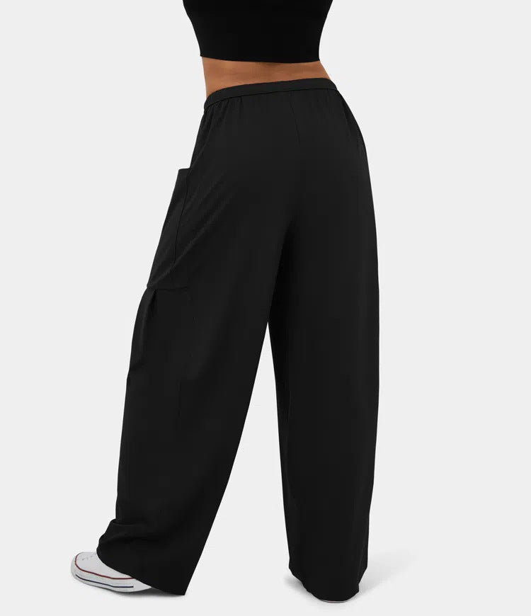 High Waist Wide Leg Lounge Pants with Pockets