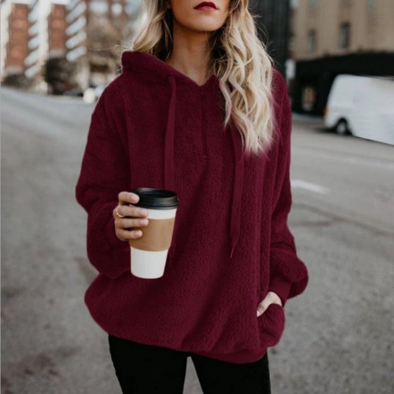 Women's Oversized Sherpa Fleece Hoodie Pullover Cozy