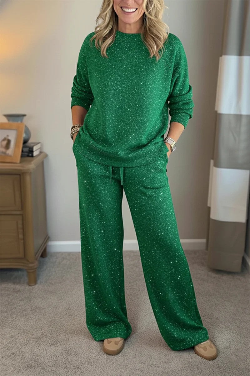 Women's Sparkle Lounge Set 2 Piece Sweatshirt Pants