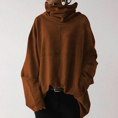Women's Oversized Turtleneck Fleece Sweatshirt Pocket