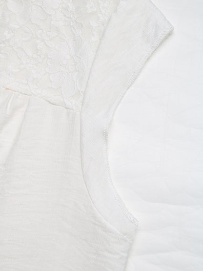 Women’s Lace Panel V-Neck Blouse Summer Elegant Top