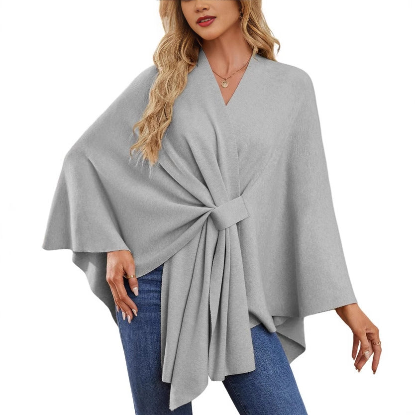 Women's Soft Batwing Cape Wrap Poncho Sweater