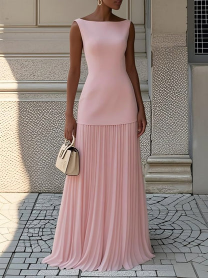 Women's Sleeveless Knit Top & Pleated Maxi Skirt Set