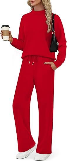 Women's Two Piece Lounge Set Wide Leg Pants Sweatshirt