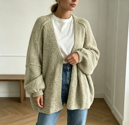 Women's Oversized Chunky Knit Open Front Cardigan