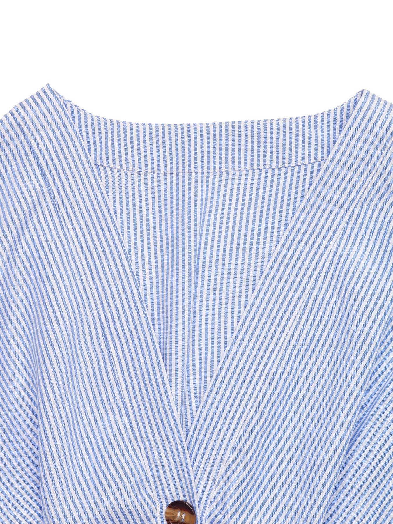 Blue Striped Flutter Sleeve Button Front Maxi Shirt Dress