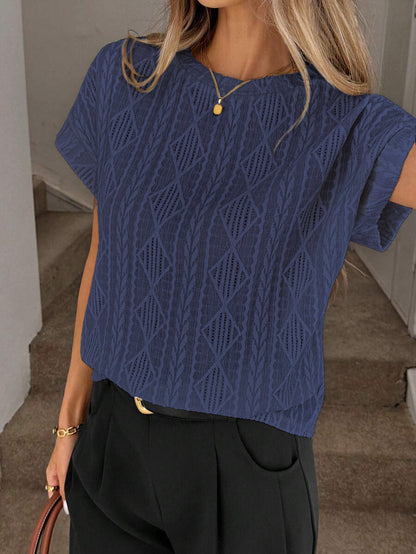 Women’s Textured Jacquard Short Sleeve Casual Tee
